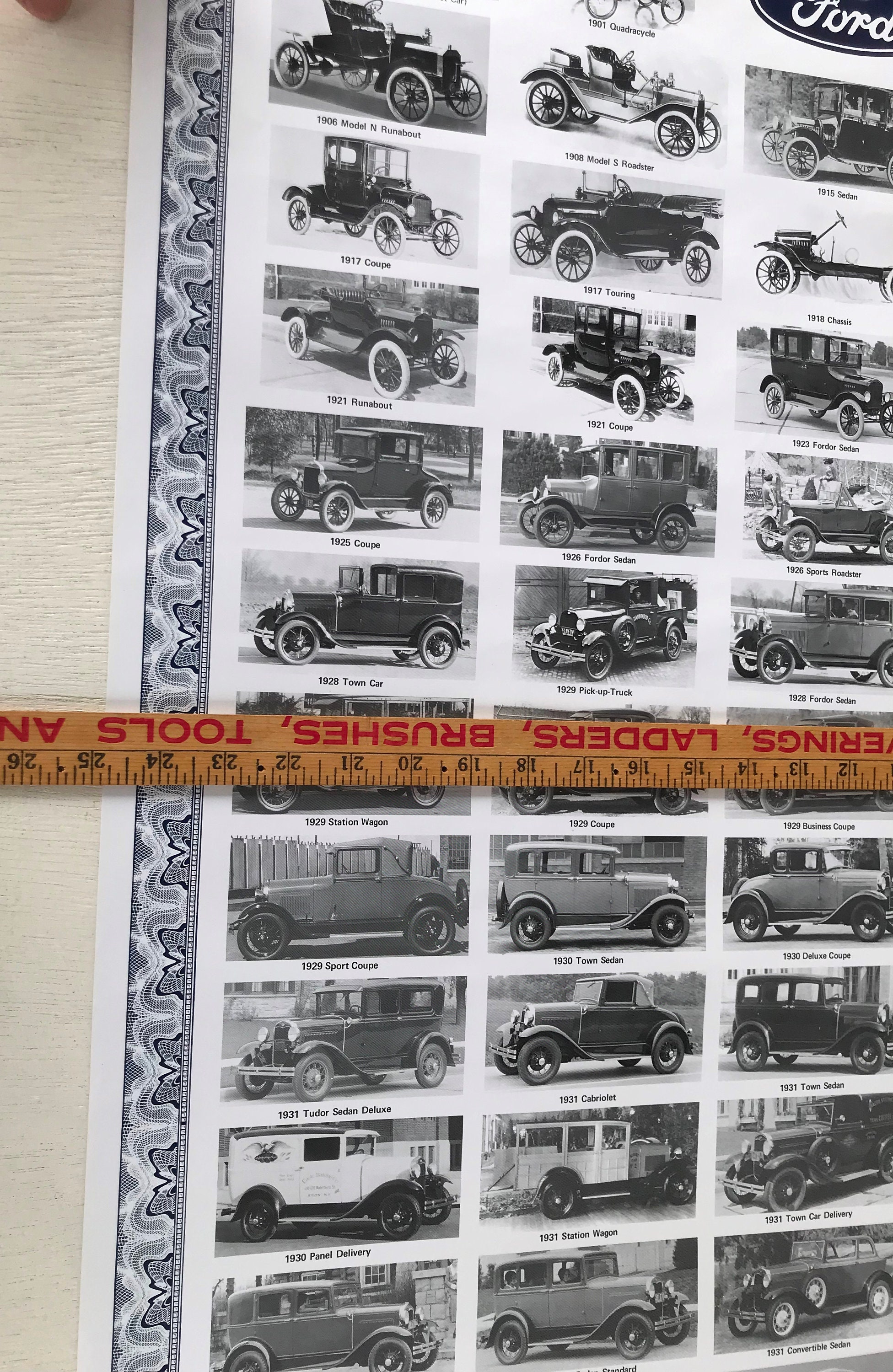 Vintage Fabulous Fords 1896 - 1940 Models Poster - Paper or