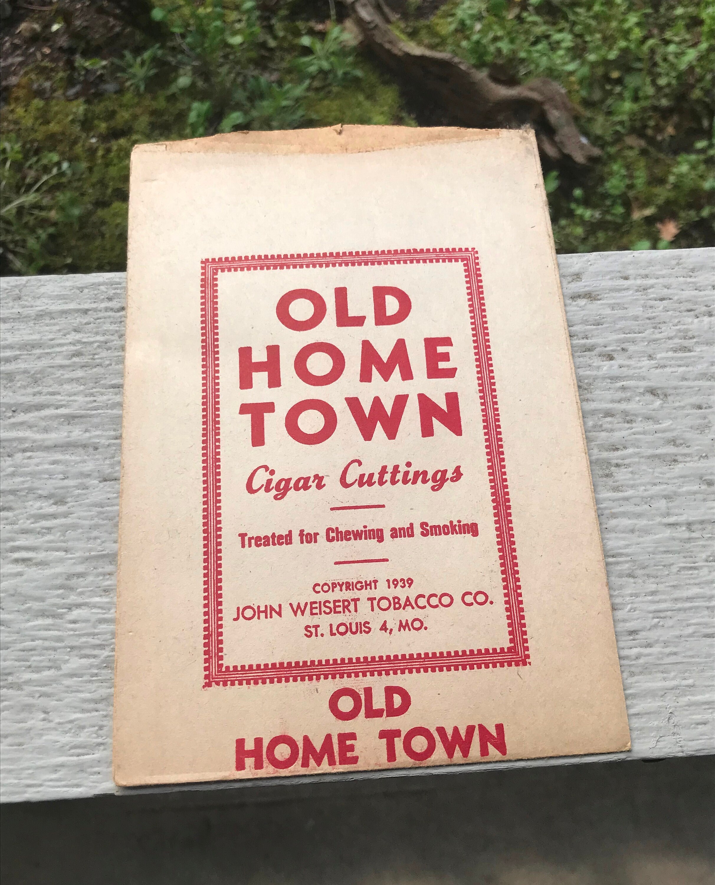 old town tobacco Vintage John Weisert Old Home Town Cigar Cuttings Tobacco Bag - NOS - 1939  - From Dustymillerantiques