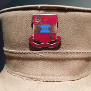 Vintage WWII US Army Khaki Cap with 703rd Support Battalion Maintenance Insignia - 1940&#39;s - from DustyMillerAntiques