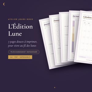 Pack Édition Lune Complet à Imprimer | 8 Documents PDF | Calendrier Lunaire Suivi de Cycle Rituels Tirage Humeurs | Français A4 A5