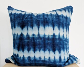 indigo shibori pillow cover