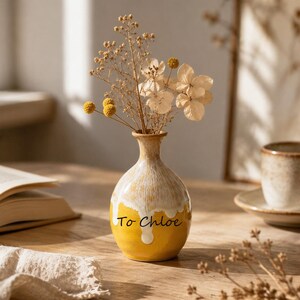 Small Personalized Handmade Ceramic Vase, 3.31'' Retro Drip Glaze Bud Vase, Pottery Decor, Small Flower Holder, Artistic Home Gift