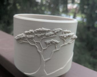 Acacia Tree 3D Printed Planter | Modern Plant Pot | Minimalist Succulent Planter | Indoor Flower Pot | Nature Inspired Home Decor