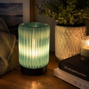 Modern Ribbed LED Lamp | 3D Printed Ambient Table Lamp | Translucent PETG Mood Light | Emerald Green or 9 Other Colors | Home Decor