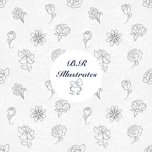 Patrón floral monocromático sin costuras que se repite