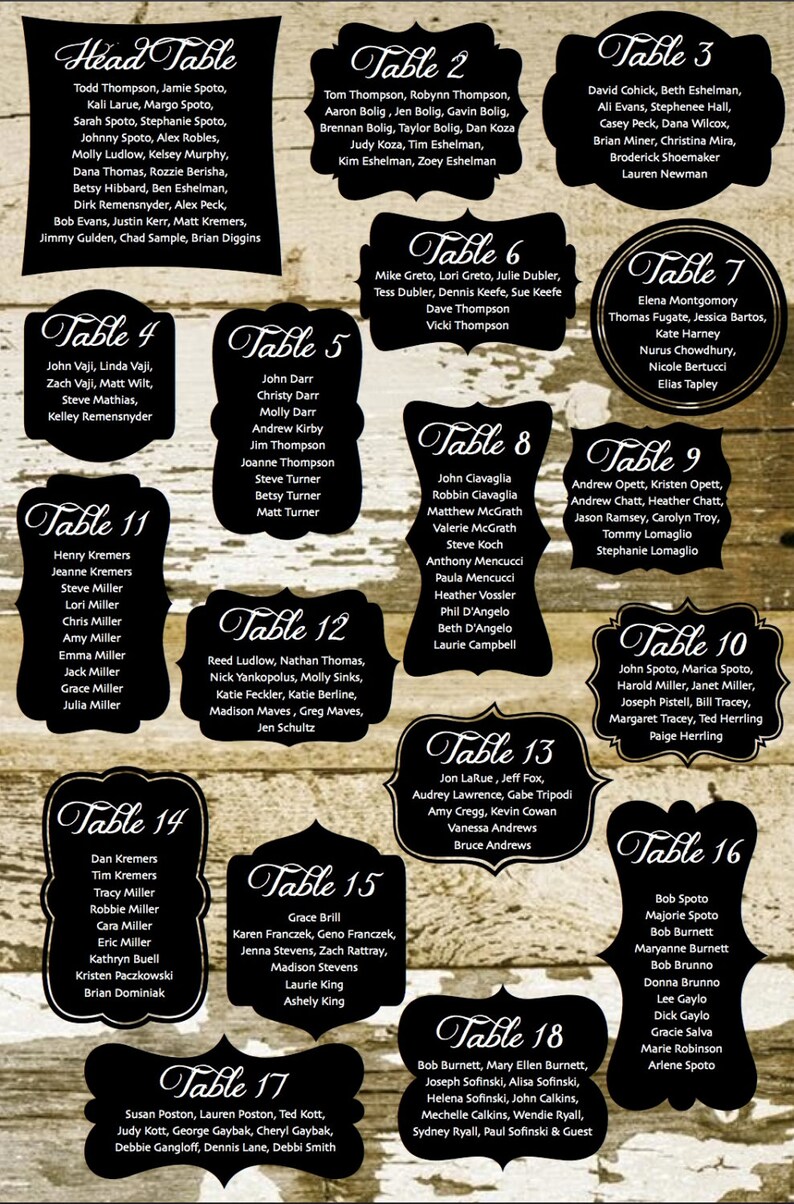 Rustic Printable Wedding Seating Chart Rustic Wedding Etsy