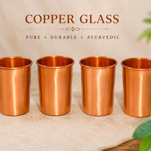 Copper Water Tumbler with Lid | Solid Copper Drinking Glass | Ayurvedic Health Cup | Eco Friendly Drinkware