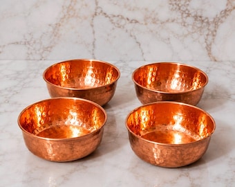 100% Pure Copper Bowl Set, Handmade Hammered Bowls, Traditional Serving Dish, Kitchen & Dining Tableware