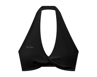 N.Joy Yoga Damen-Sport-BH mit Falten und Neckholder
