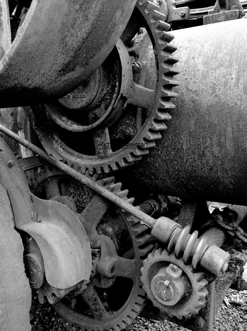 Black and White Gears wall art industrial decor logging Etsy