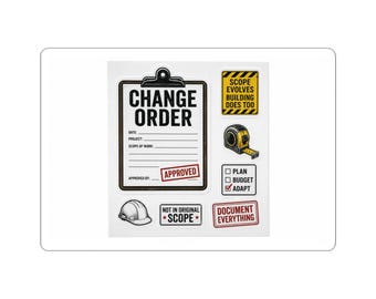 Change Order Stickers | Funny Contractor Laptop Decal for Builders PMs | Trades Job Site Sticker Pack