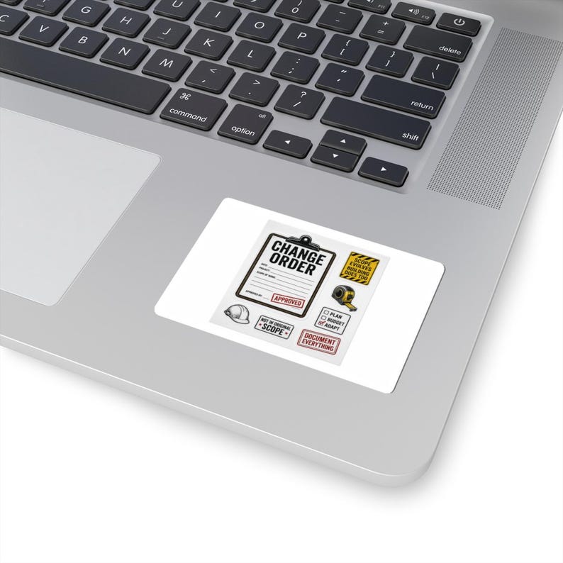 Change Order Stickers | Funny Contractor Laptop Decal for Builders PMs | Trades Job Site Sticker Pack image 2