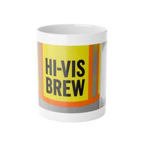 Hi-Vis Brew Trades Mug | Funny Construction Coffee Cup for Contractors Electricians Welders | Job Site Gift image 1