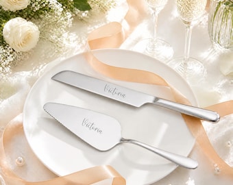 Juego de cuchillo y espátula personalizados para pastel de bodas, utensilios personalizados para cortar el pastel, recuerdo para despedida de soltera.