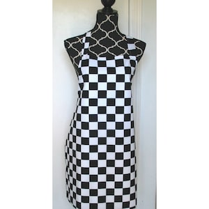 Full Size Adult Apron - Black & White Check - All Handmade