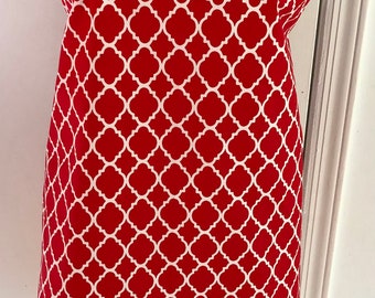 Handmade Full Size Adult Apron - Red & White QF