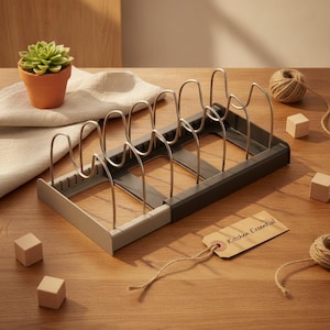 Organizador telescópico para panelas | Suporte para tampas de panelas em aço inoxidável com 7 compartimentos | Suporte para armário de cozinha que economiza espaço