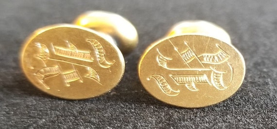 CUFF LINKS, Bean Back, Gold Filled, circa early 1… - image 1