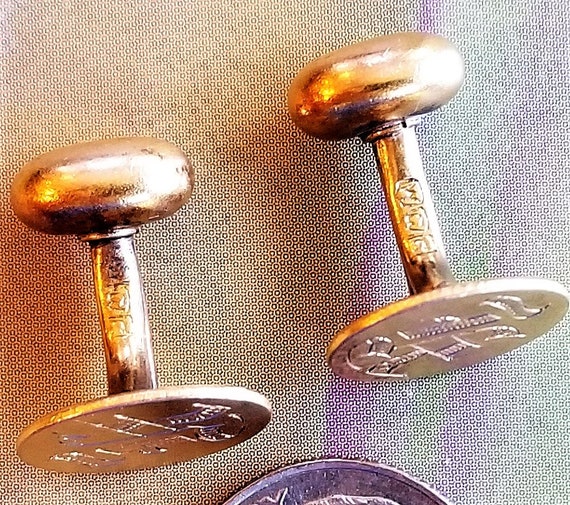 CUFF LINKS, Bean Back, Gold Filled, circa early 1… - image 4