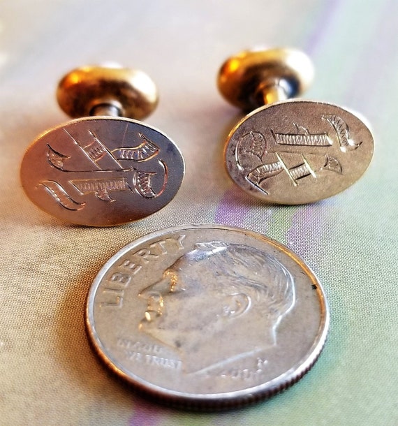 CUFF LINKS, Bean Back, Gold Filled, circa early 1… - image 2