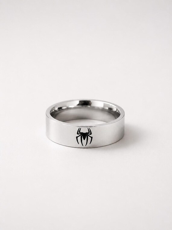 925 Silver Spider Symbol Ring-Gothic Statement Band-Handmade Sterling Silver Jewellery..