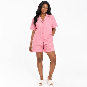 Summer 2026 Women's Cute Cartoon Pajama Set – Short Sleeve Button-Up Cardigan & Shorts Sleepwear, Breathable Soft Loungewear
