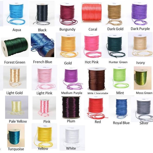 2mm Satin Rat Tail Cord (5 yards/15 feet) multiple colors available