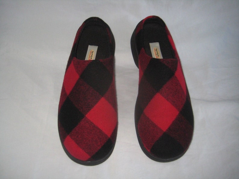 buffalo plaid slip ons