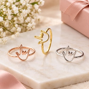 Gold Love You Script Ring, Romantic Promise Jewelry, Anniversary Gift