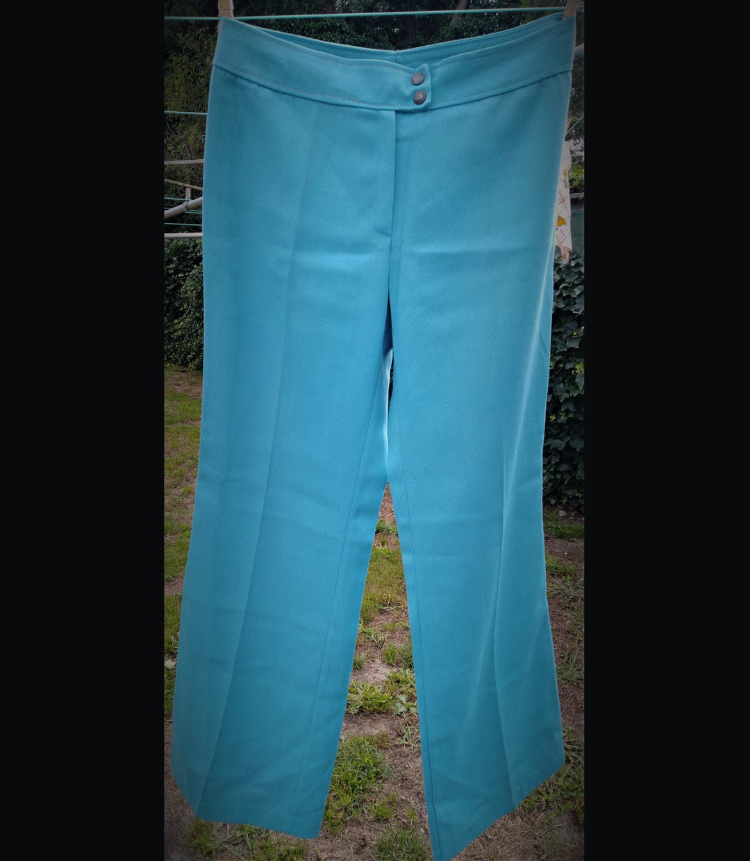 Vintage Sligtly Flared Sky Blue Pants by Siclat w43-l109cm / - Etsy