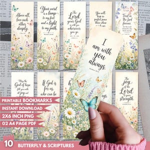 Marcapáginas imprimibles con versículos bíblicos de mariposas: Marcapáginas con versículos bíblicos inspiradores (DESCARGA DIGITAL)