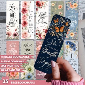 35 Bible Verse Bookmark Bundle: Christian Bookmark, Religious Bookmark, Scripture Printable Gifts PNG, (Digital Download)