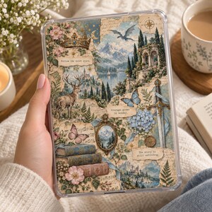 ファンタジーKindleインサート、読書好きのための電子書籍リーダーインサート、ドラゴンと魔法の読者アート、Kindle装飾、印刷可能なデジタルダウンロード、本好きへのギフト