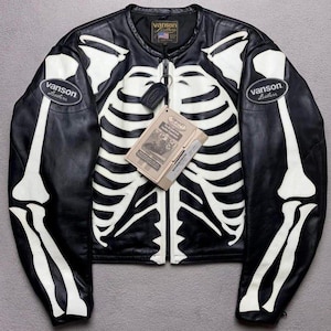 Vanson Skeleton Leather Jacket - Etsy Denmark