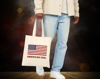 American Girl USA Flag Tote Bag | Patriotic Canvas Bag | Harry Styles Fan Concert Tote