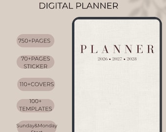 Digitaler Planer, GoodNotes-Planer, iPad-Planer, Notability-Planer, Tages-, Wochen- und Monatsplaner, Lebensplaner