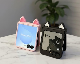 Cat Ears Hinge Phone Case for Galaxy Z Flip 8 7 6 5 4 3 Razr 70 60 50 40 Cover