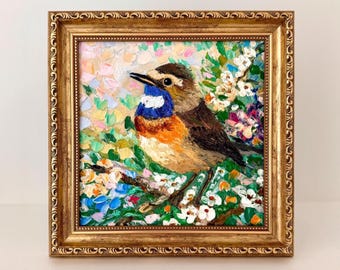 Forest Birds. Framed. Art as Reflection Reality. Wildlife Beauty in Bright Colorful Abstract-Fantasy Representation.