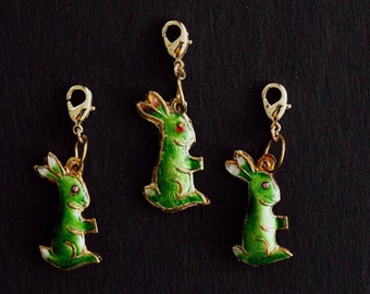 RABBIT CHARM, Enamel Charms, Charm Bracelet, Charm Necklace, Build Your Own, Detachable Charm