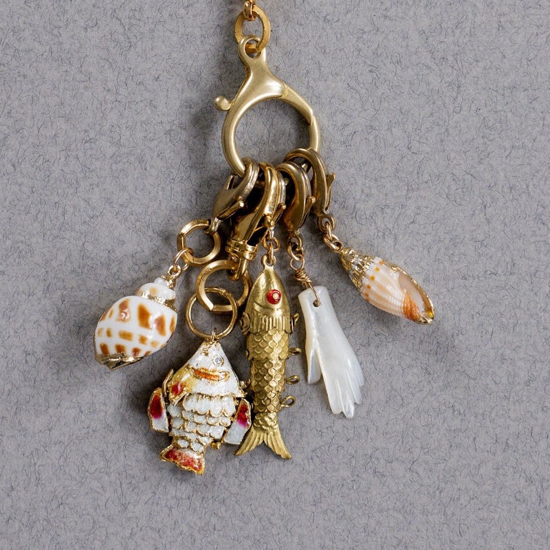 Vintage Italian Pisces Fish 18K Gold And Green Enamel Zodiac Charm
