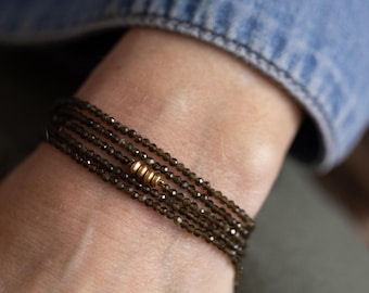 NOVEMBER BIRTHSTONE, TOPAZ Bracelet, Smokey Topaz Bracelet, Wrap Bracelet, Healing Jewelry, Multi Wrap Bracelet