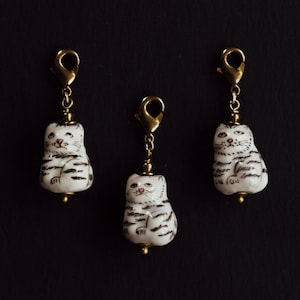 CAT CHARM, Porcelain Charms, Detachable Charms, Build Your Own Necklace, Charm Necklace