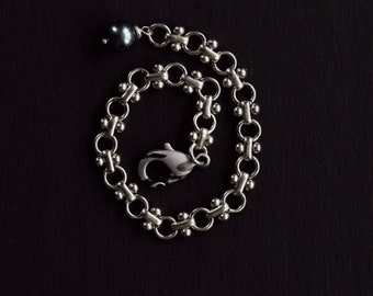 VINTAGE BRACELET, Chain Bracelet, Build Your Own Charm Bracelet, Charm Bracelet, Silver Bracelet, Pearl Bracelet