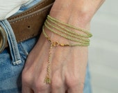 20 OFF Peridot Wrap Bracelet, August Birthstone, AAA Peridot, Long Necklace, Wrap Bracelet, Beaded Bracelet, Layering Jewelry, Gemstone Bra