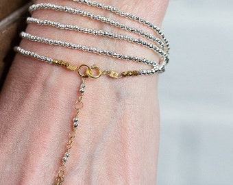 20% OFF Silver Bracelet, Silver Hematite Bracelet, Wrap Bracelet, Beaded Wrap Bracelet, Long Beaded Necklace, Layering Jewelry