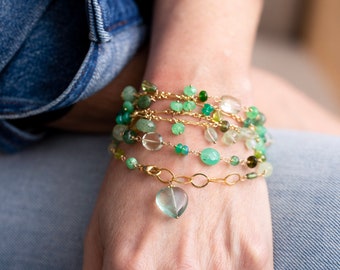 Gemstone Necklace, Long Necklace, Wrap Bracelet, AAA Gemstone Necklace, Opal Necklace, Chrysoprase Necklace