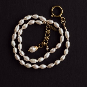 PEARL NECKLACE, White Pearl Necklace, Hand Knotted Necklace, Freshwater Pearl Necklace, Charm Necklace, Simple Necklace