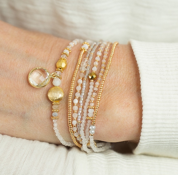 Crystal Bracelet, APRIL BIRTHSTONE, Moonstone, Crystal