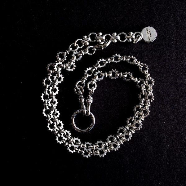 SILVER SUNDIAL CHAIN, Clasp Holder, Vintage Chain, Chain Necklace