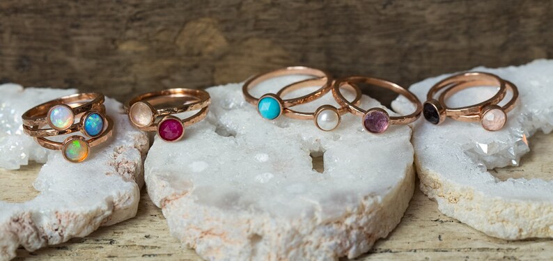 Rose Gold Stacking Rings Birthstone Stacking Rings Stacking - Etsy